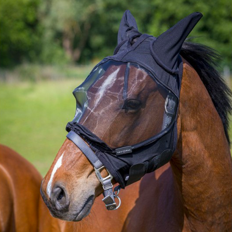 Equithème - Masque anti-mouches et UV Doux noir | - Ohlala