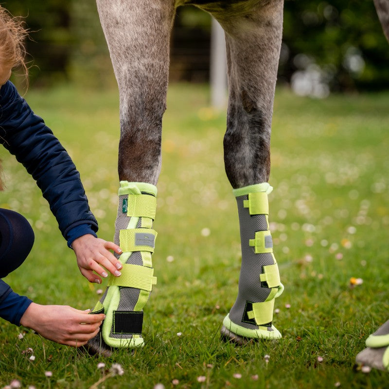 Horseware - Guêtres anti-mouches Flyboot silver/ lime (x4)