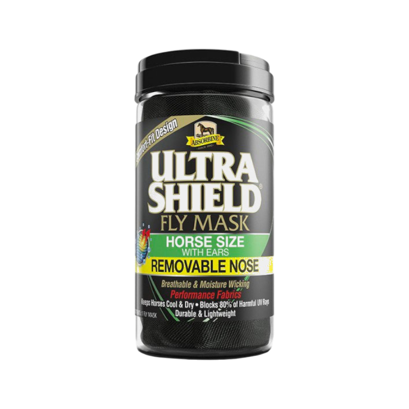 Absorbine - Masque anti-mouches avec nez amovible avec oreilles UltraShield FkyMask noir