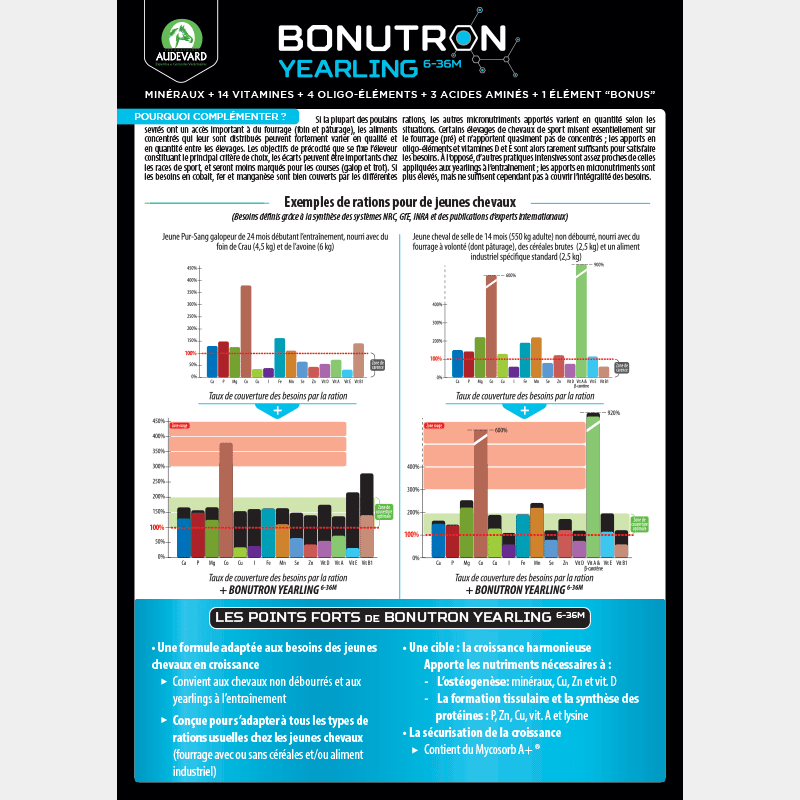 Audevard - Complément alimentaire granules équilibre et croissance jeune cheval Bonutron Yearling 6-36M