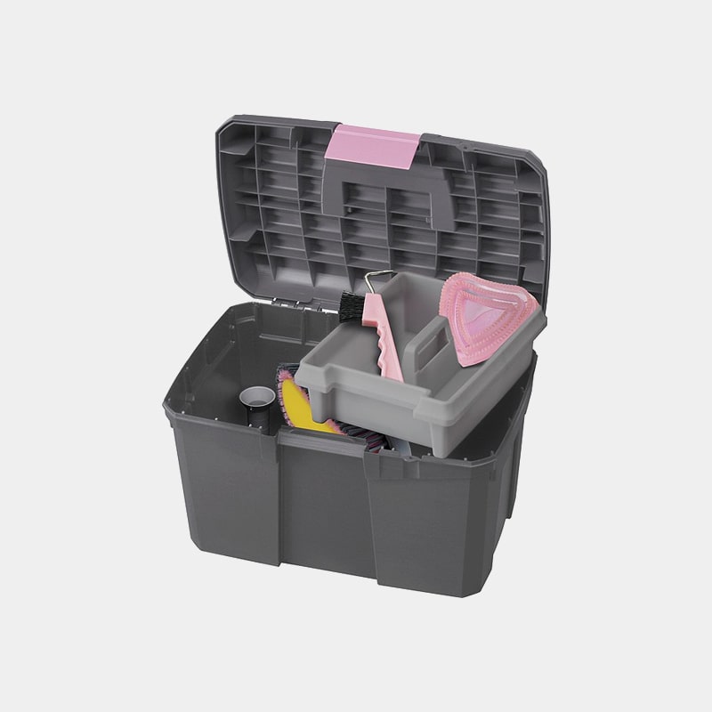 Hippotonic - Coffre de pansage gris/rose