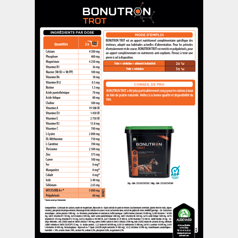 Audevard - Complément alimentaire granules équilibre et performance Bonutron Trot