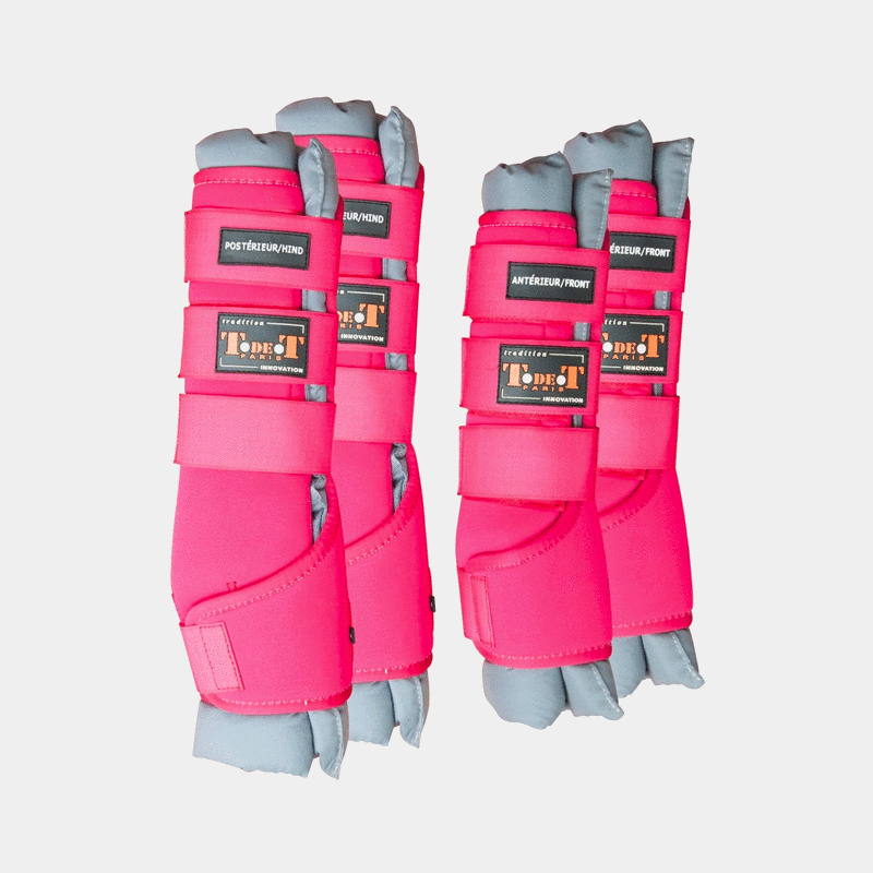 TdeT- Guêtres d'écurie fuschia/gris | - Ohlala