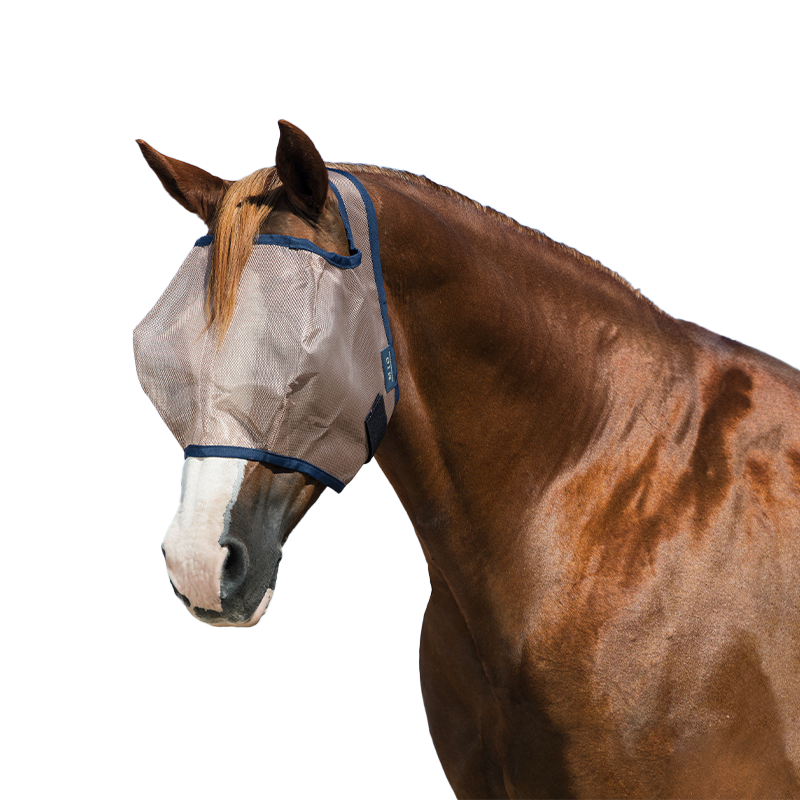 Horseware - Masque anti-mouches Mio Fly Mask sans oreilles bronze/ marine | - Ohlala