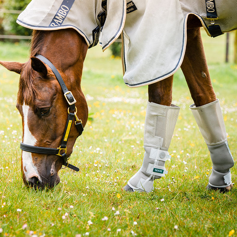 Horseware - Guêtres anti-mouches et UV Rambo Tech-Fit argent | - Ohlala