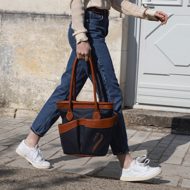 Antarès Sellier - Sac de pansage Deauville marron/ bleu