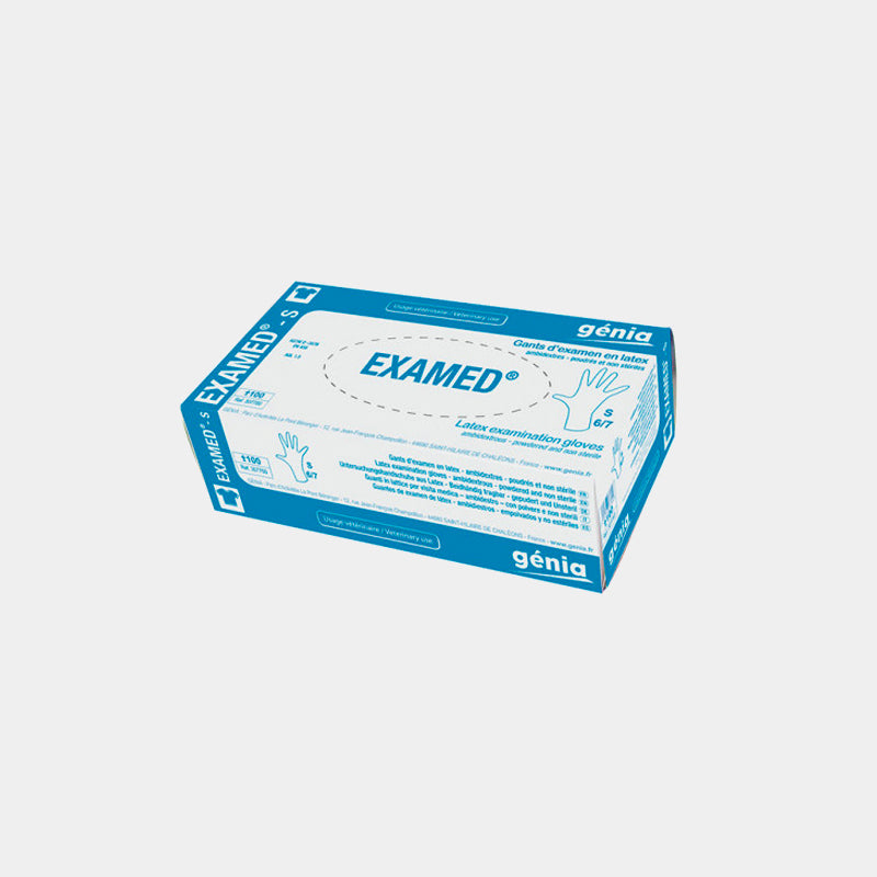 Genia - Gants d'examen et de soin en latex pré-poudrés à usage unique (x100)