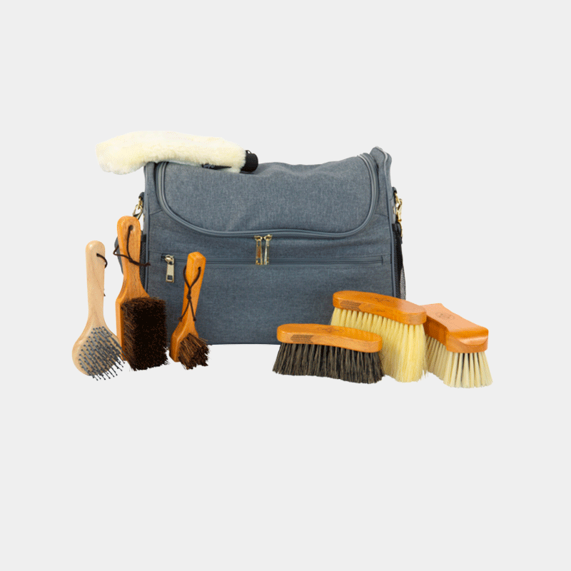 Grooming Deluxe - Set Grooming bag de pansage gris + brosses