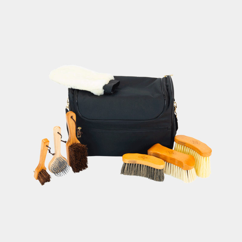Grooming Deluxe - Set Grooming bag de pansage noir + brosses